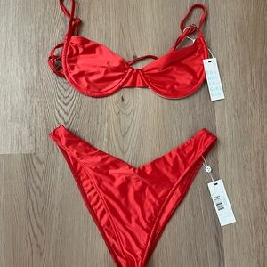 Frankies red satin bikini